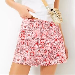 Lilly Pulitzer Alicent Mini Skort Skirt Shorts NEW Womens 4 Red White Nautical
